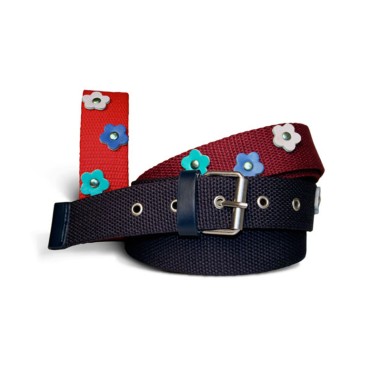 CEINTURE ENFANT POLYESTER MARINE FLEURS