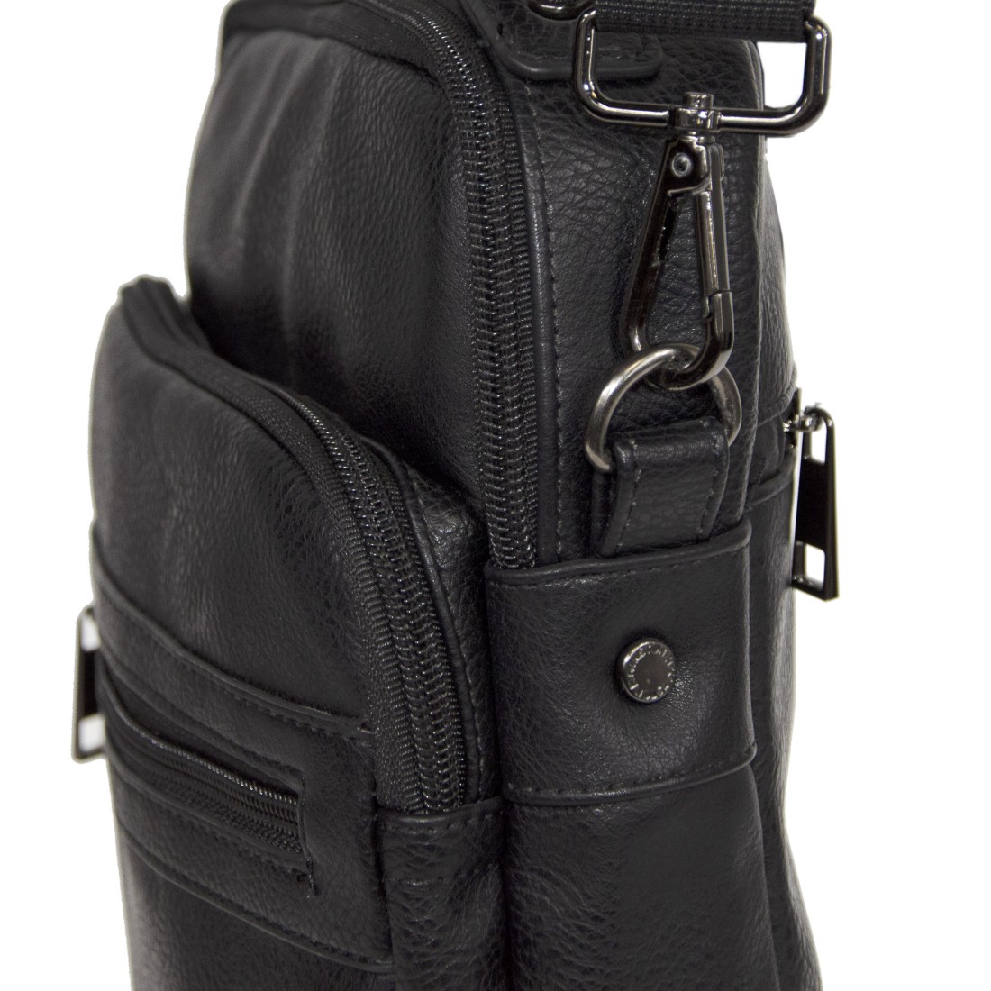 Léo - Sacoche Homme Noir avec 4 poches zippées