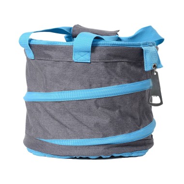 Sac isotherme pliable Gris et Bleu avec décapsuleur