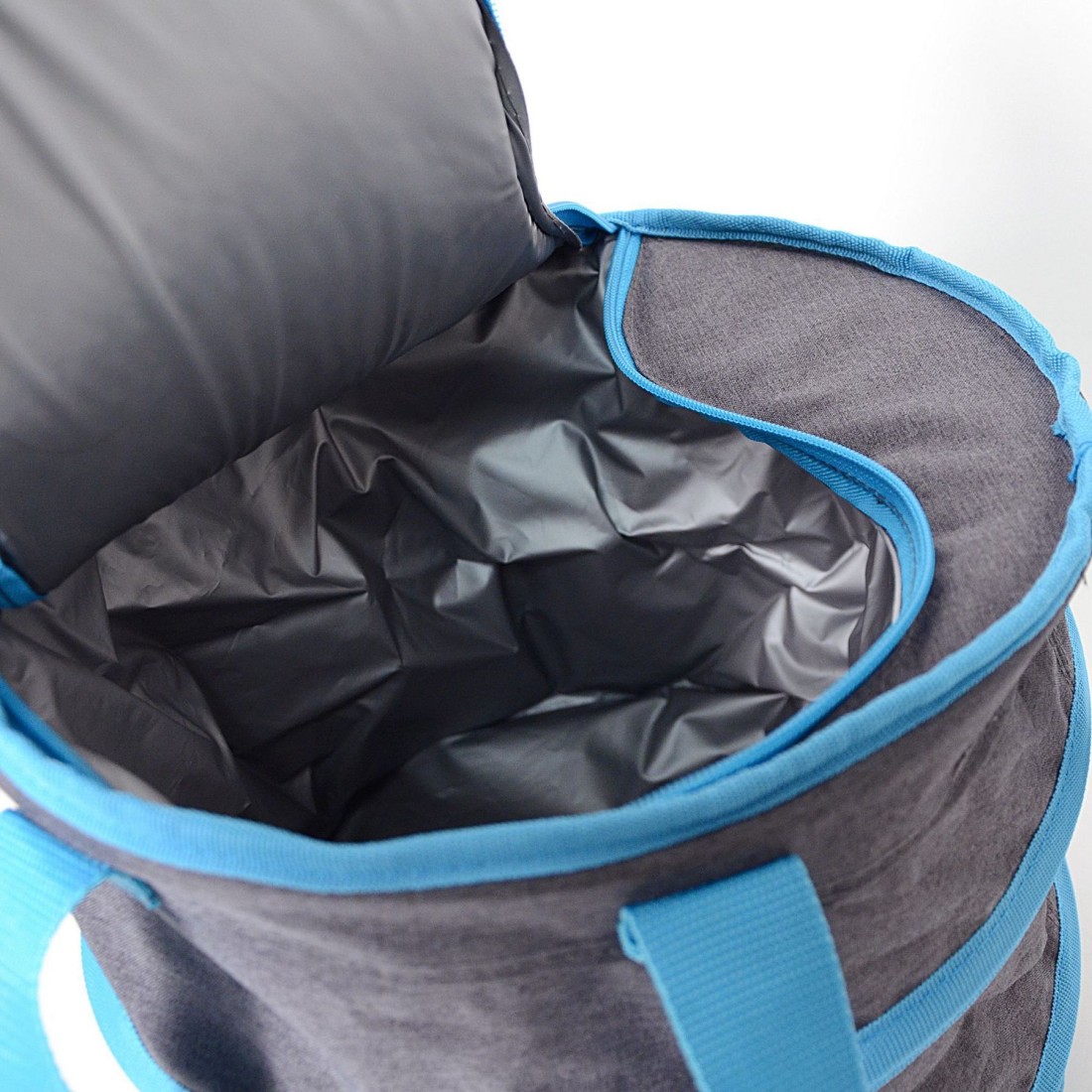 Sac isotherme pliable Gris et Bleu avec décapsuleur