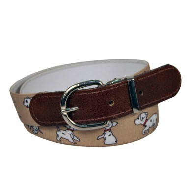 CEINTURE ELASTIQUE IMPRIME BD EMBOUTS CROUTE DE CUIR