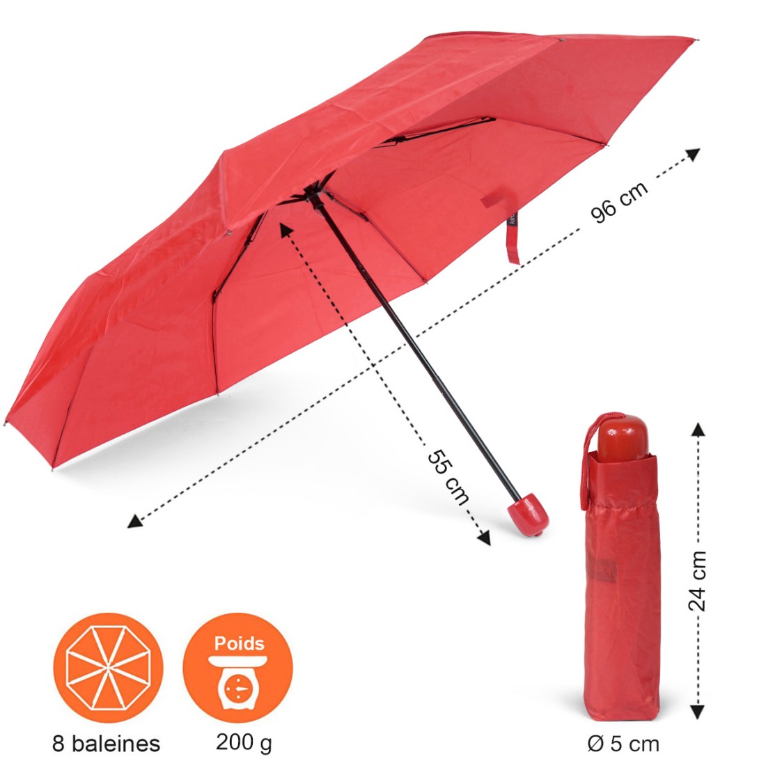 PARAPLUIE MINI MANUEL COLORIS ASSORTIS