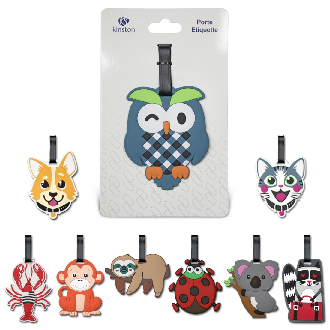 PORTE ETIQUETTE POUR BAGAGE THEME ANIMAUX 12 ASSORTIES