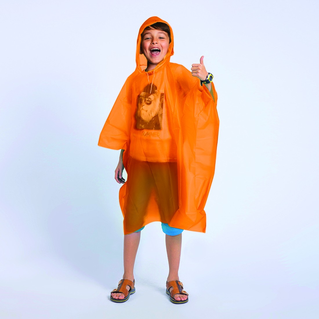 PONCHO - CAPE DE PLUIE ENFANTS / ORANGE