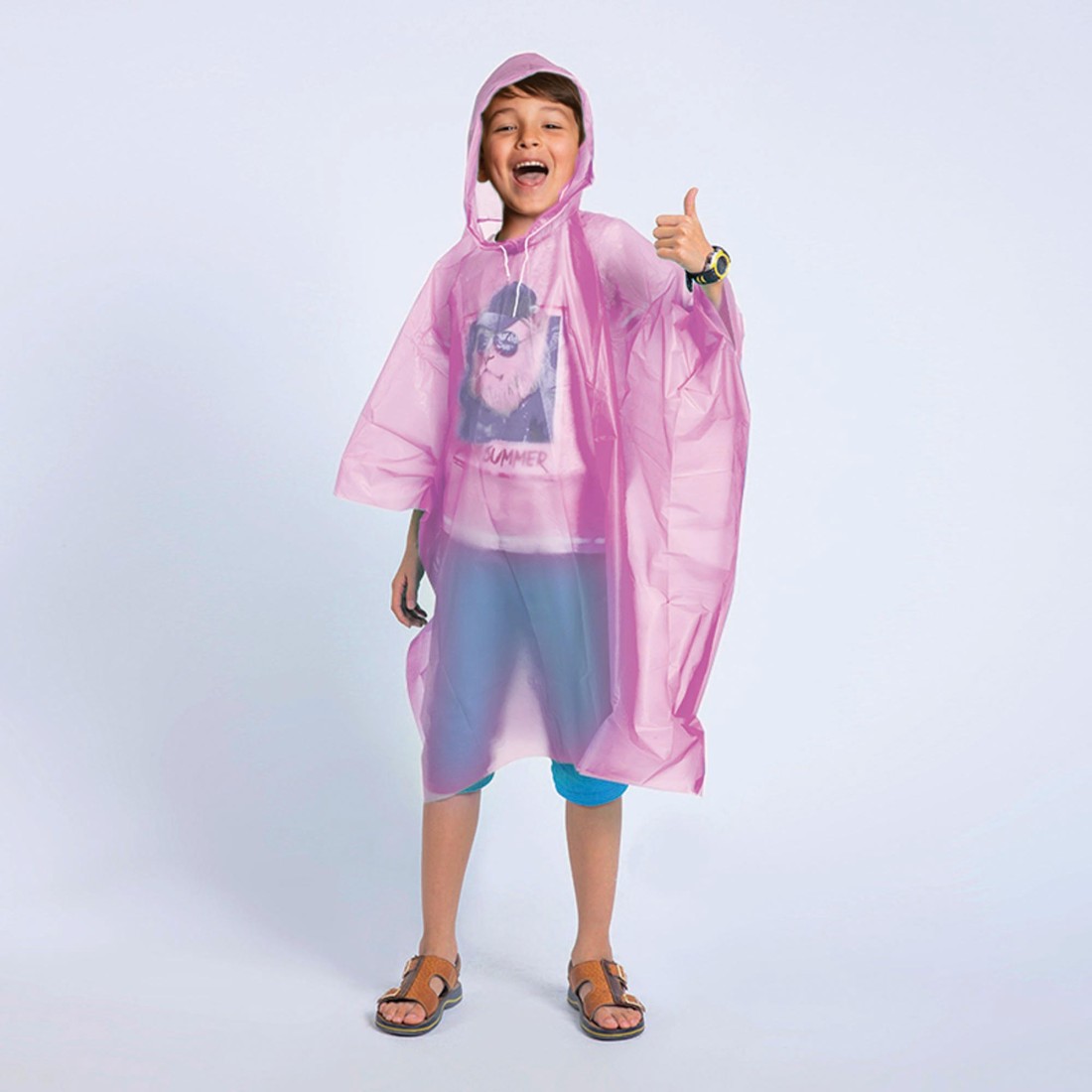 PONCHO - CAPE DE PLUIE ENFANTS / ROSE