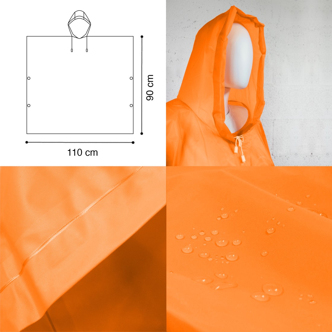 PONCHO - CAPE DE PLUIE ENFANTS / ORANGE