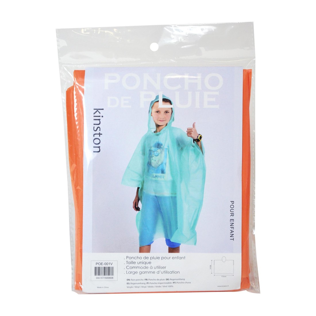 PONCHO - CAPE DE PLUIE ENFANTS / ORANGE