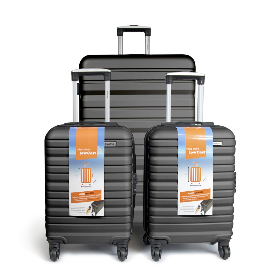 SET DE 3 VALISE ABS - 1 GRAND MODELE + 2 VALISES CABINE "LOW COST"