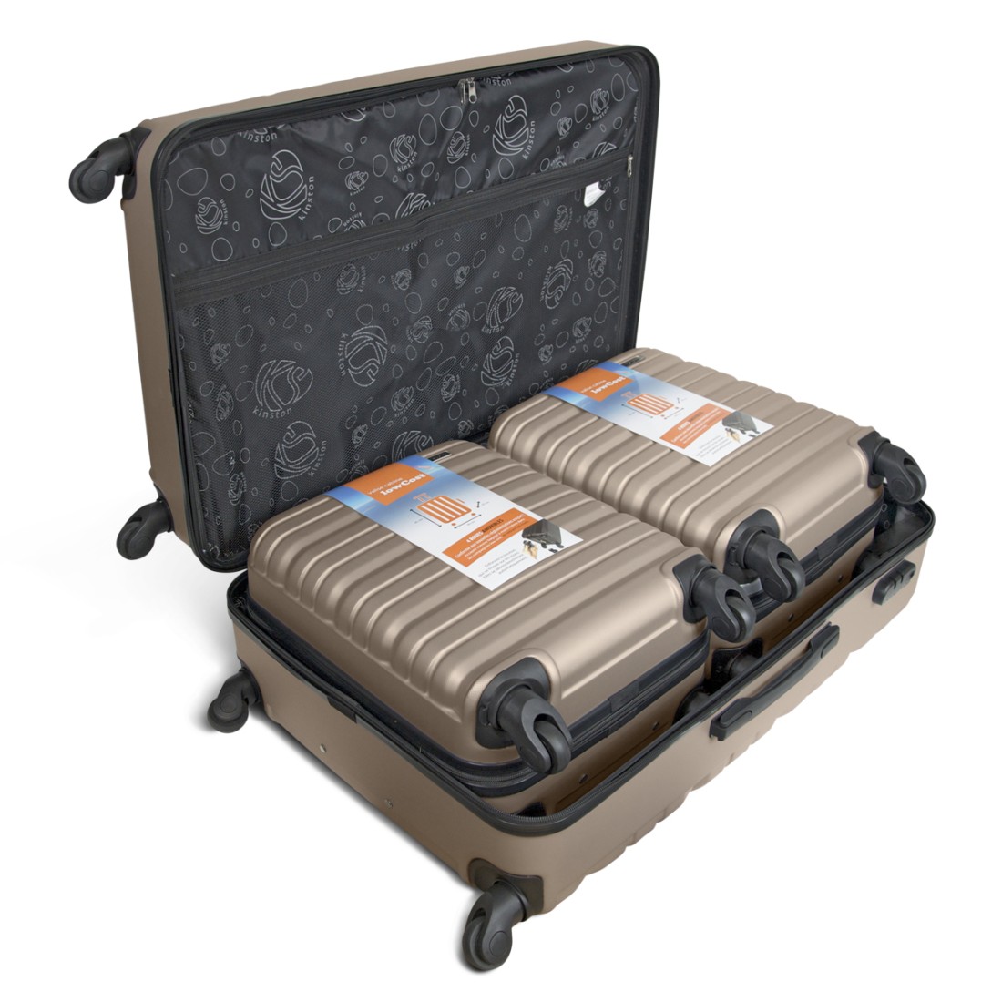 SET DE 3 VALISE ABS - 1 GRAND MODELE + 2 VALISES CABINE "LOW COST"