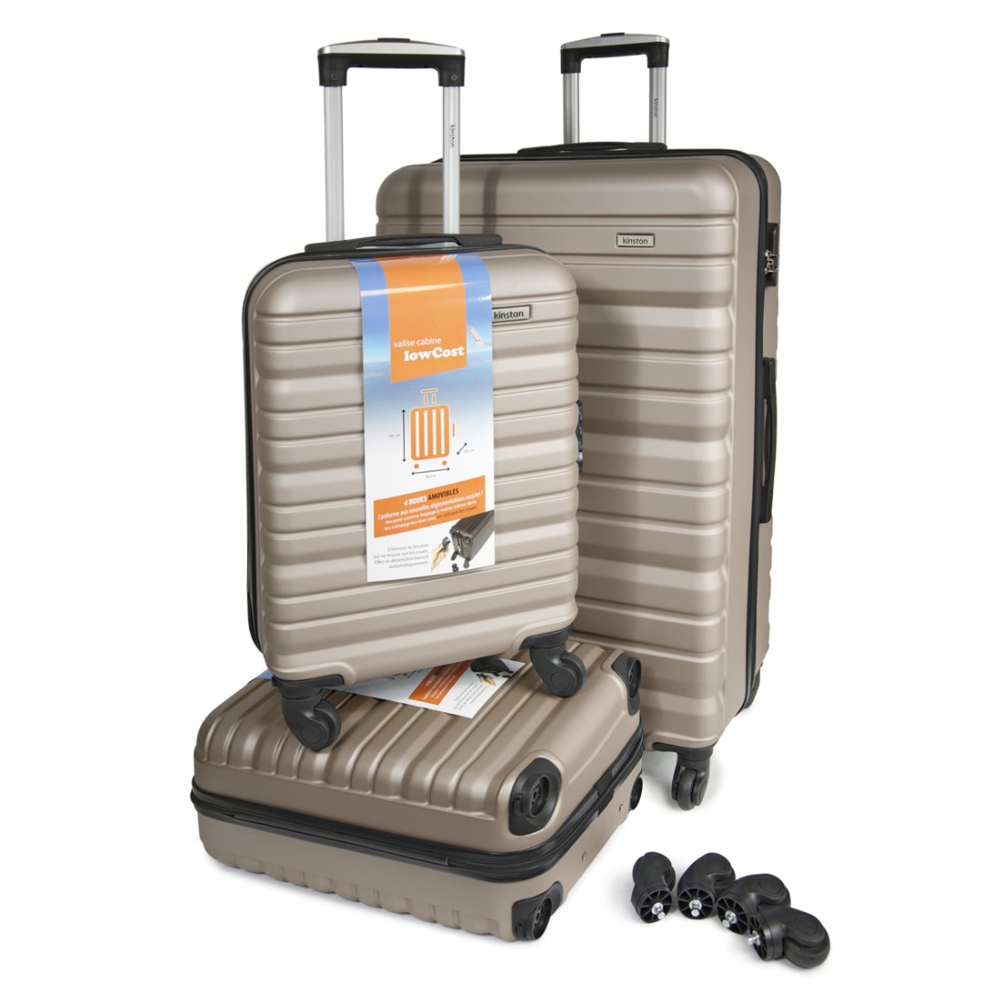 SET DE 3 VALISE ABS - 1 GRAND MODELE + 2 VALISES CABINE "LOW COST"