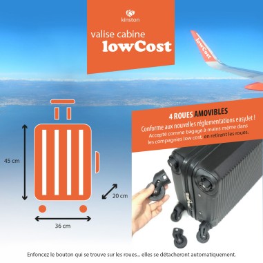 SET DE 3 VALISE ABS - 1 GRAND MODELE + 2 VALISES CABINE "LOW COST"