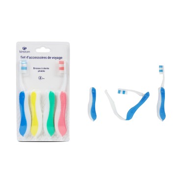 ENSEMBLE 4 BROSSES A DENT PLIABLE FLUO