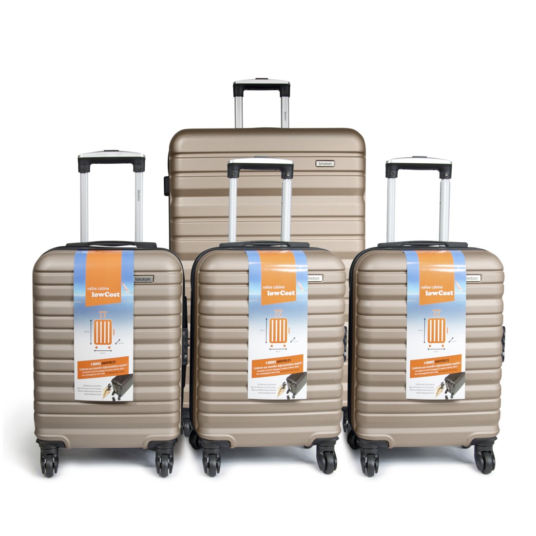 SET DE 4 VALISES ABS - 1 GRAND MODELE + 3 VALISES LOW COST